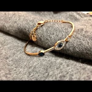 Swarovski Rose Gold Blue Crystal Evil Eye Bracelet